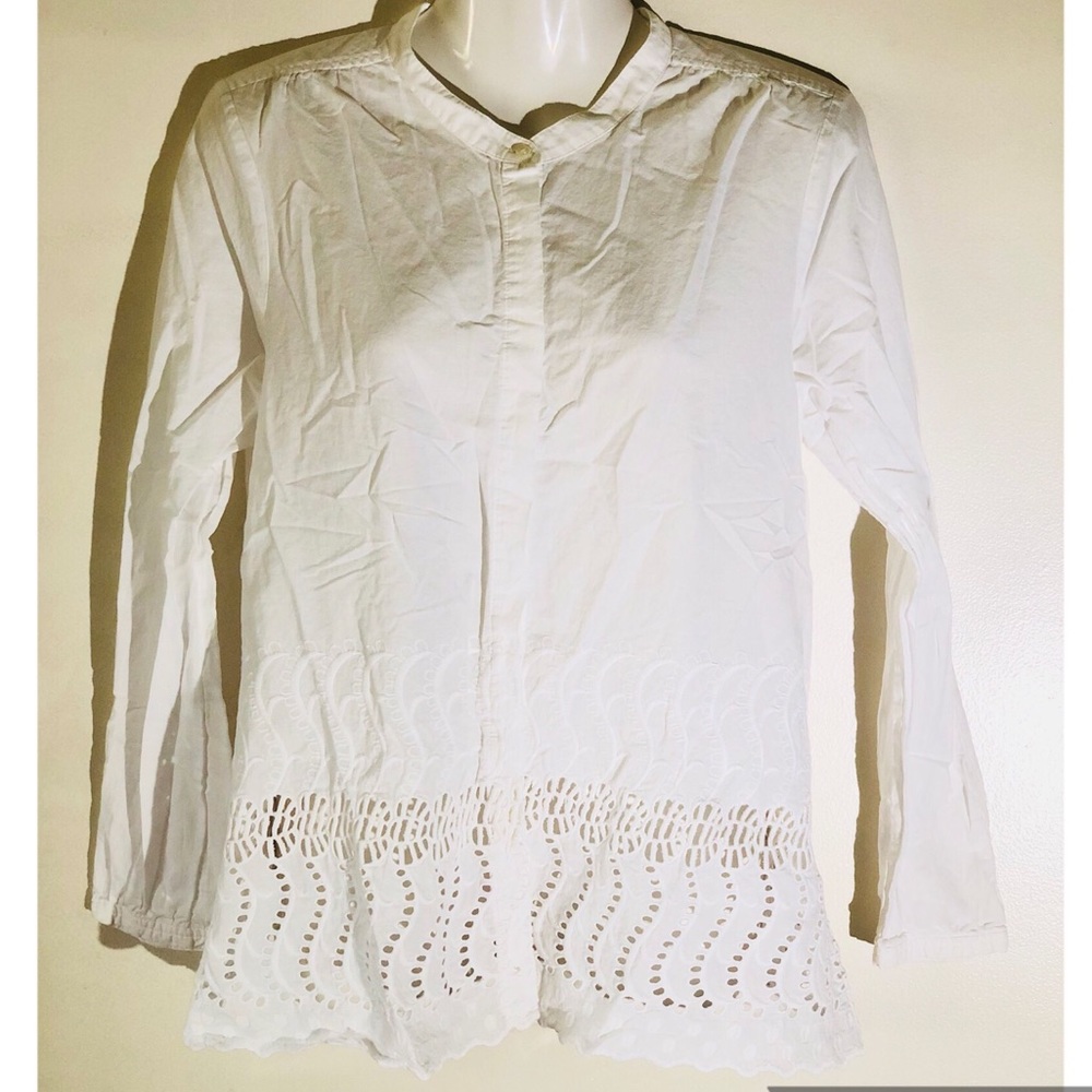 J crew white label feminine white buttondown shirt